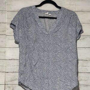 GAP Short Sleeve White and Blue Top